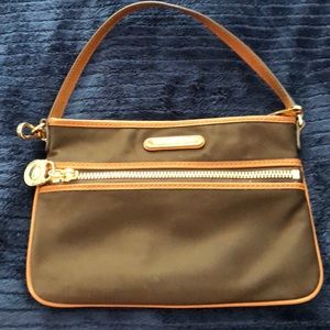 Michael Kors small wristlet purse - brown and gold